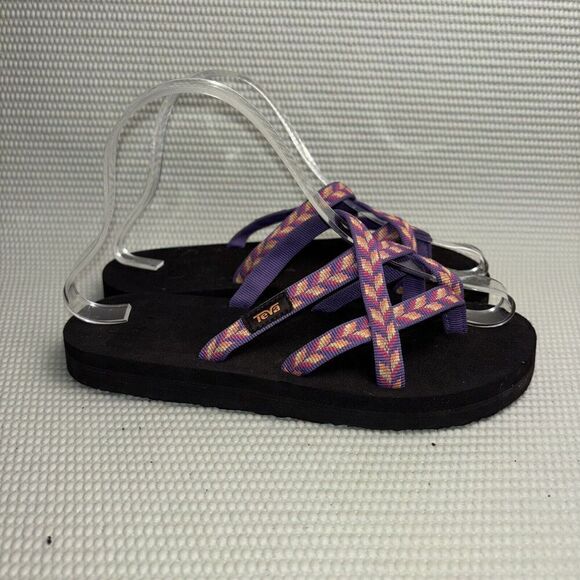 Teva Olowahu Flip Flop Sandals Women’s Size 4 Retro Geometric Pink Outdoor Beach - Picture 1 of 9